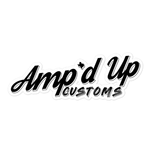 Amp'd Up Custom Sticker with Stylish Black and White Design for Personalizing Gear