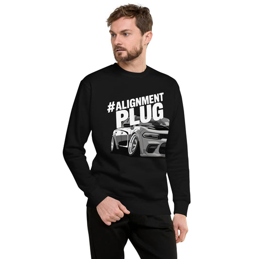 Amp'd Up Custom Alignment PLUG Sweatshirt in black featuring car graphic and bold text