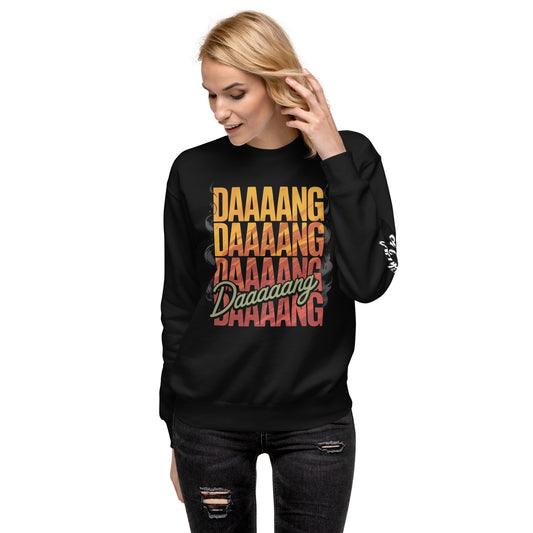 Amp'd Up Custom DANG Sweatshirt in Black with Bold Colorful Text Design for Casual Wear