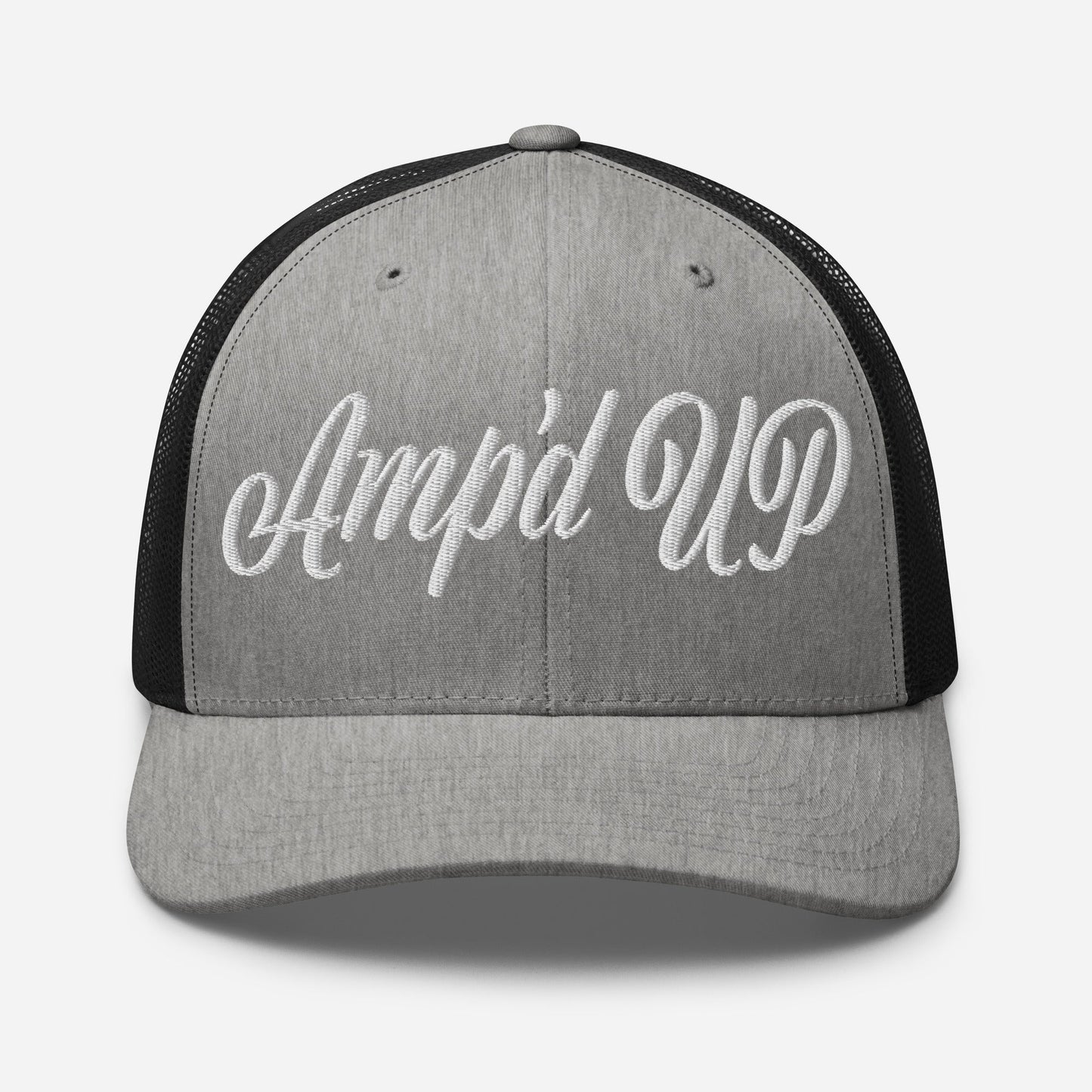 Amp'd Up Cursive Embroidered Trucker Cap - Amp'd Up Custom