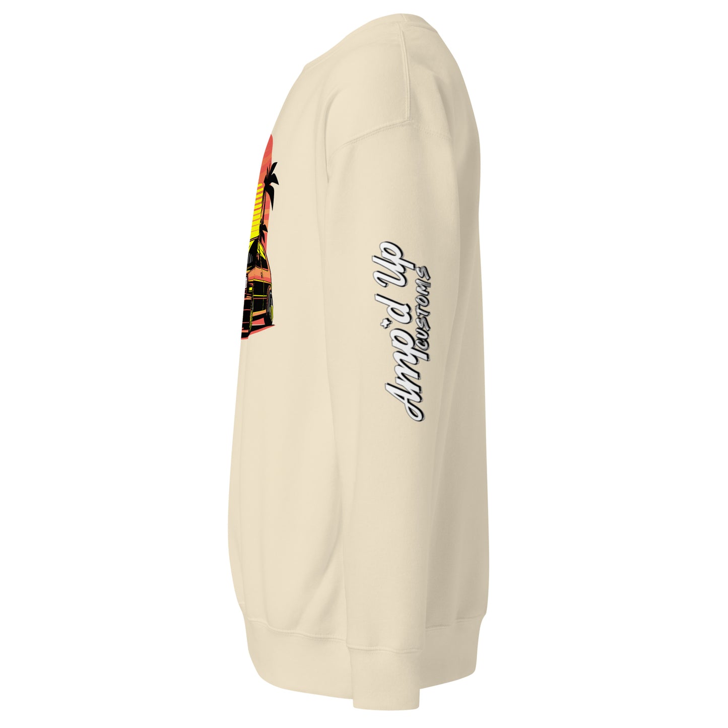 Beige Sunset Volkswagen Sweatshirt by Amp'd Up Custom featuring a vibrant graphic design