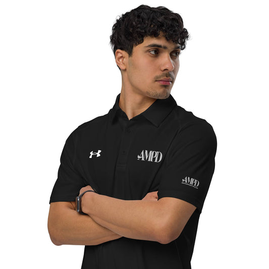 AMPD Official Under Armour® Men's Polo in black with logo and modern fit for stylish comfort