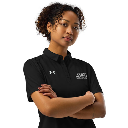 AMPD Official Under Armour Women's polo in black with logo for stylish comfort and performance