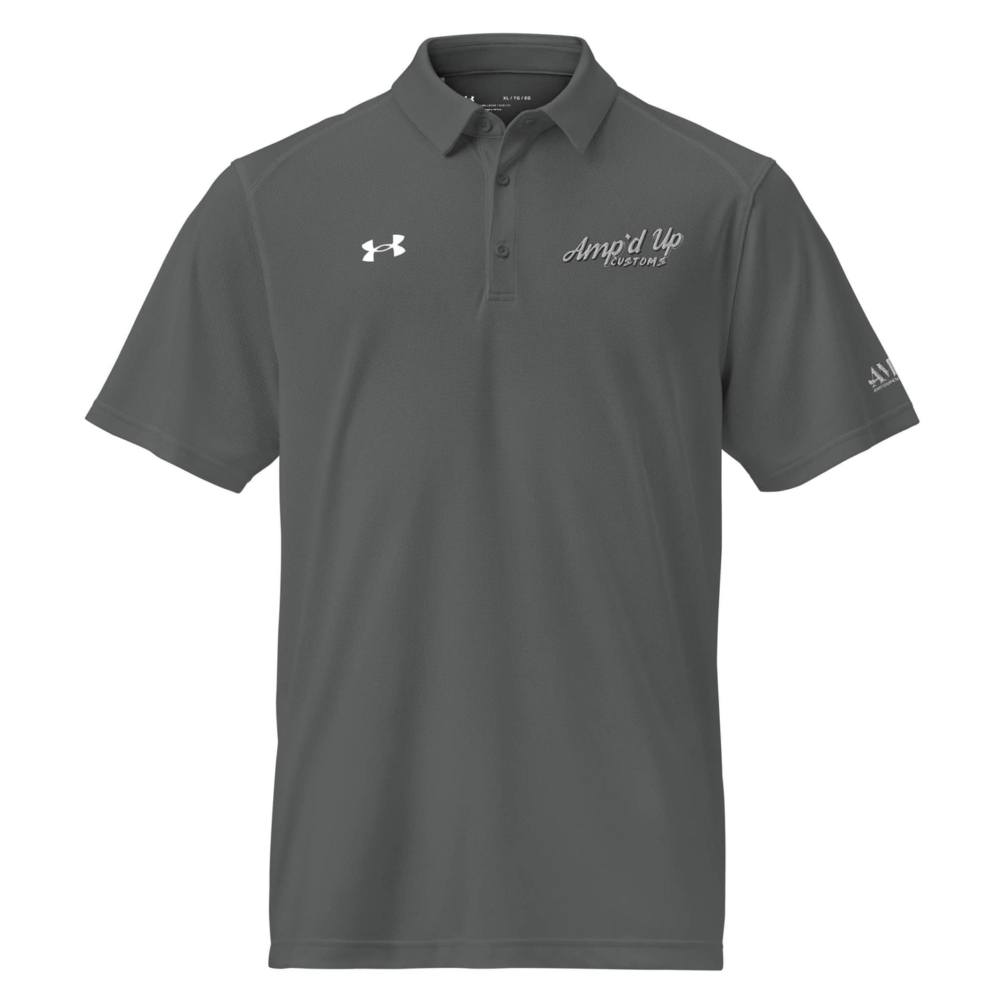 AMPD Official Under Armour® Men's Polo in dark gray with logo for stylish comfort and performance