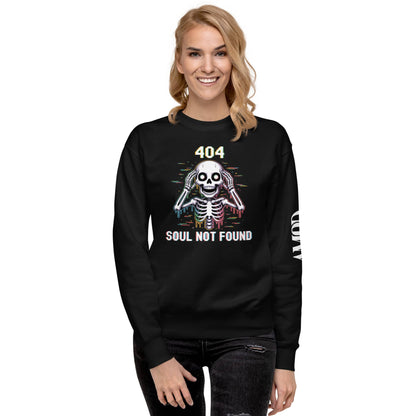 404 Soul Not Found Glitch Skeleton Sweatshirt for a stylish and trendy look