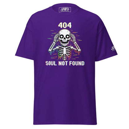 404 Soul Not Found Skeleton 3D Glitch Drip Graphic T-Shirt in Purple by Amp'd Up Custom