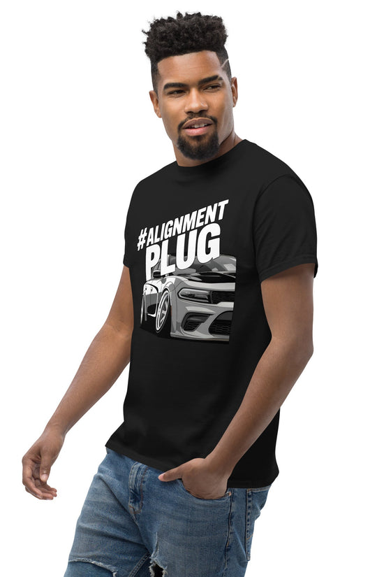 #ALIGNMENT PLUG T-Shirt in Black Featuring Car Graphics for Automotive Enthusiasts