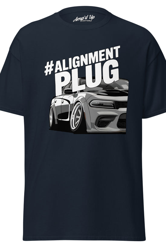 #ALIGNMENT PLUG T-Shirt in Navy with a Graphic Design of a Customized Car
