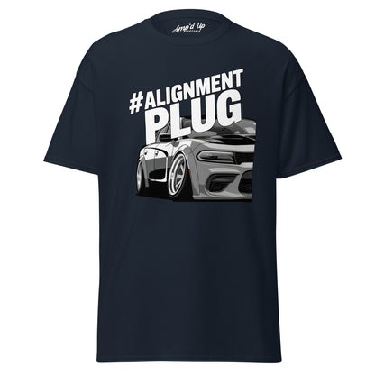 #ALIGNMENT PLUG T-Shirt in Navy with a Graphic Design of a Customized Car