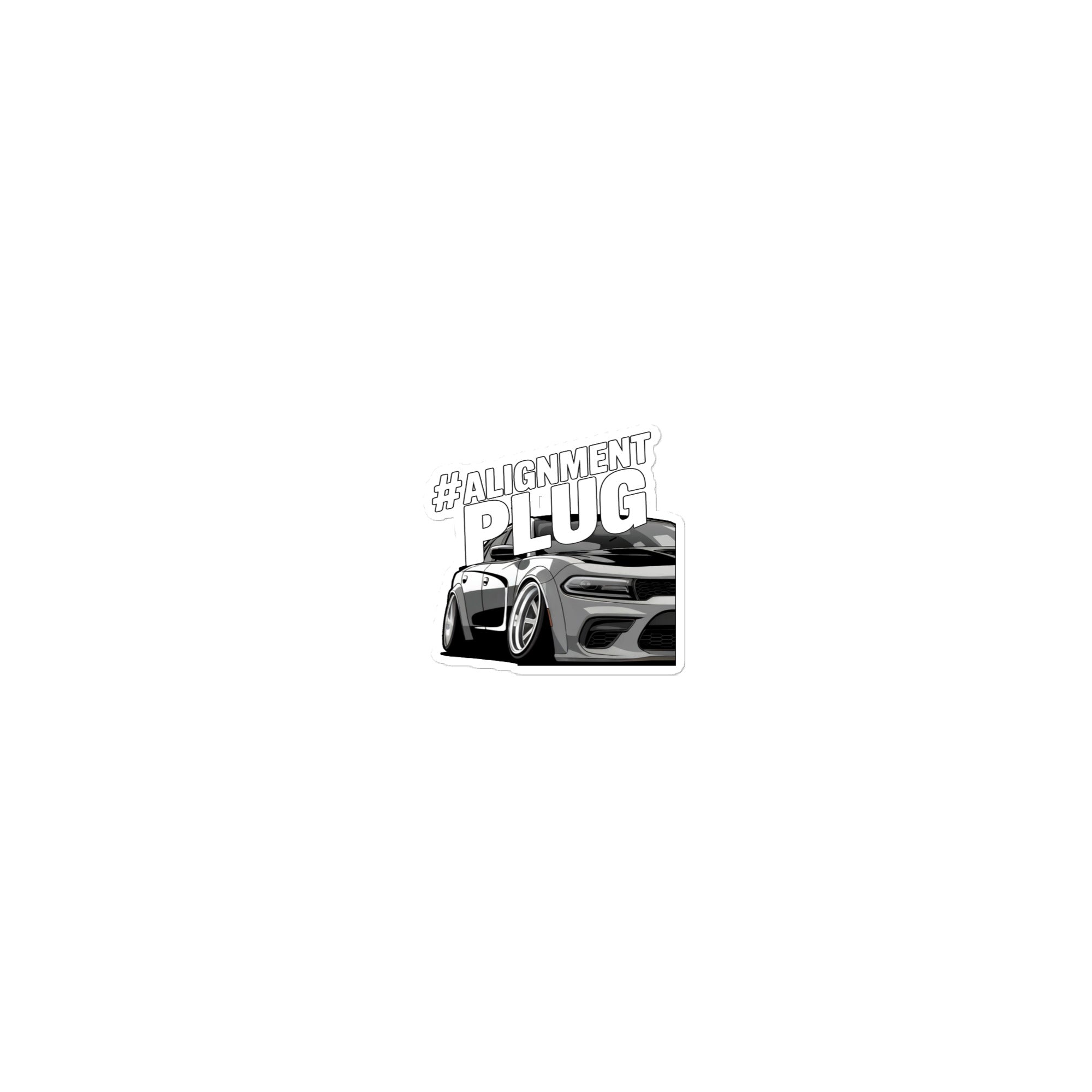 Amp'd Up Custom Alignment plug sticker featuring a stylish car graphic design