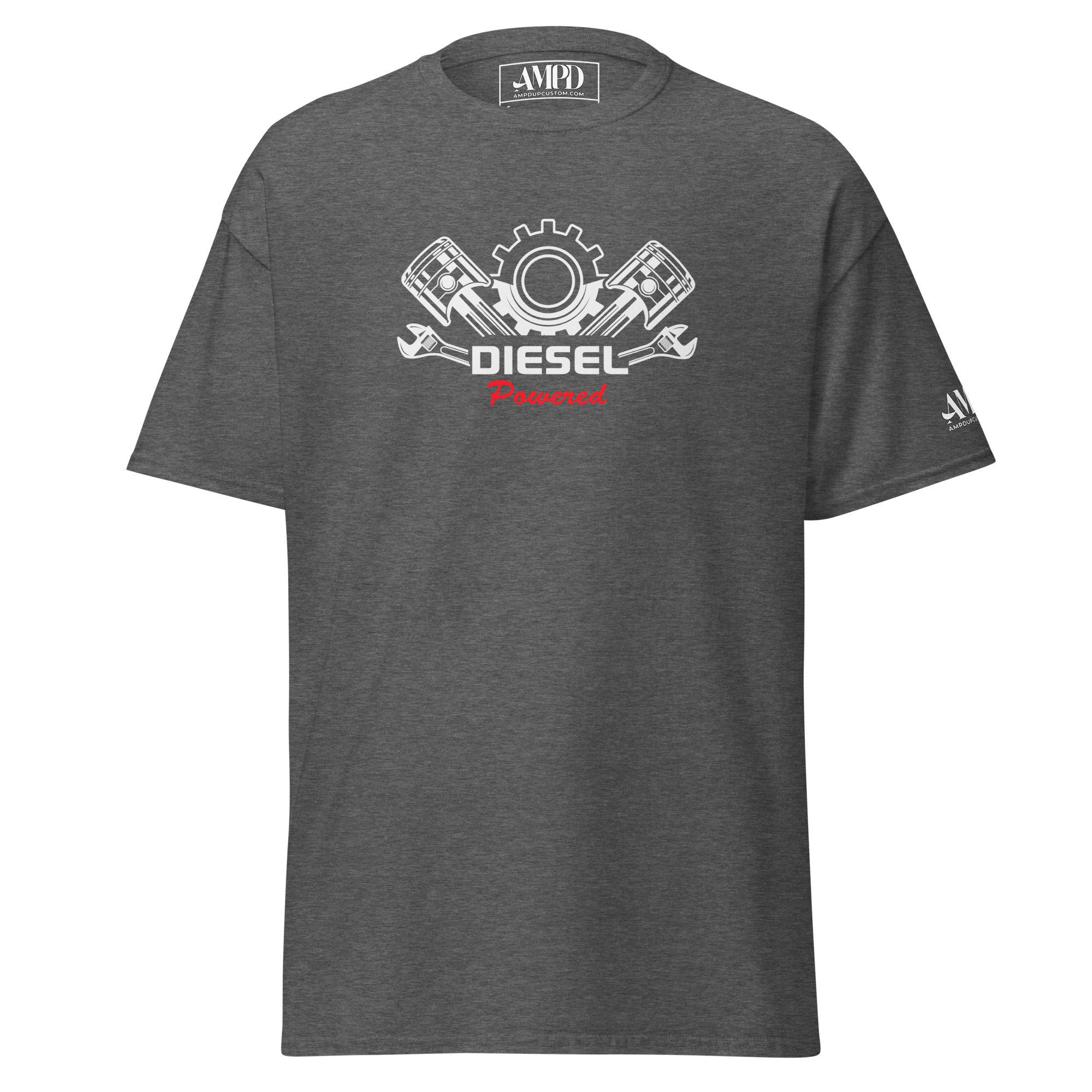 Diesel Powered Graphic T-Shirt Mechanic Gift for Diesel Truck Drivers featuring engine design