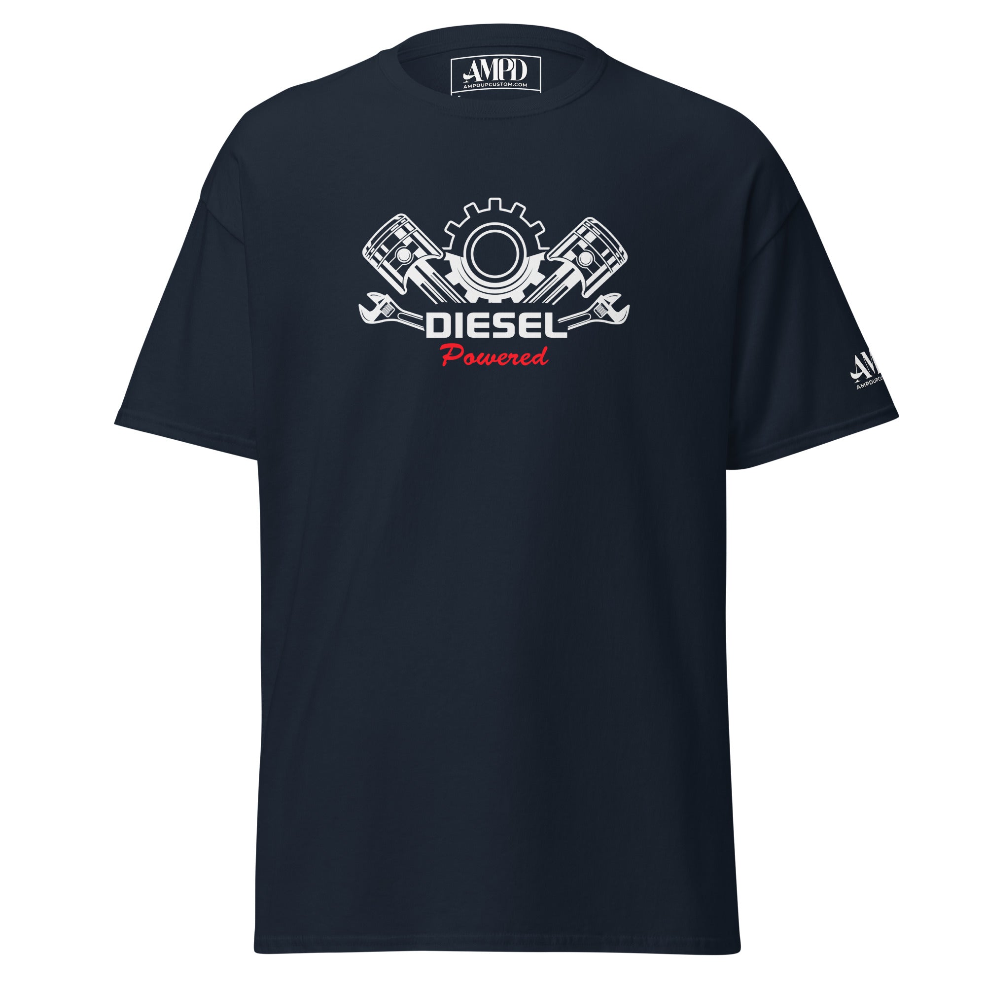 Diesel Powered Graphic T-Shirt Mechanic Gift for Diesel Truck Drivers featuring engine parts design