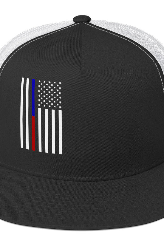Amp'd Up Custom American Flag Trucker Cap with Unique Flag Design and Mesh Back