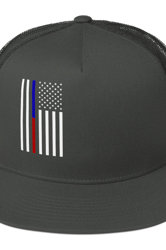 Amp'd Up Custom American Flag Trucker Cap in Black with Unique Graphic Design