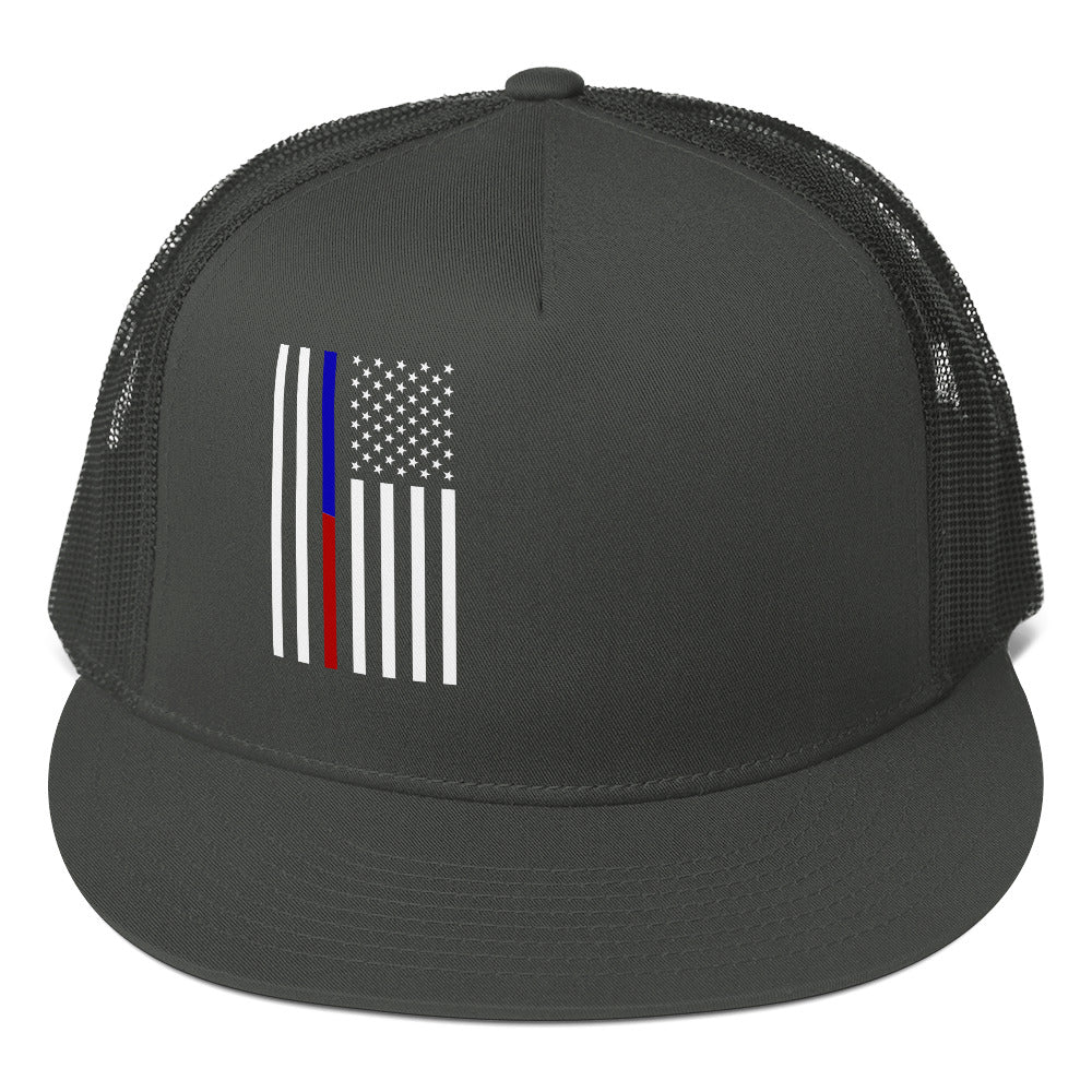 Amp'd Up Custom American Flag Trucker Cap in Black with Unique Graphic Design