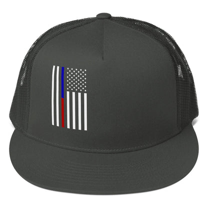 Amp'd Up Custom American Flag Trucker Cap in Black with Unique Graphic Design