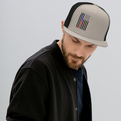 Amp'd Up Custom American Flag Trucker Cap featuring a stylish design and comfortable fit