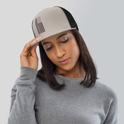 Stylish Amp'd Up Custom American Flag Trucker Cap with a unique design for patriotic fans