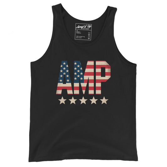 AMP American Flag Tank Top featuring a bold graphic and comfortable fit for summer wear