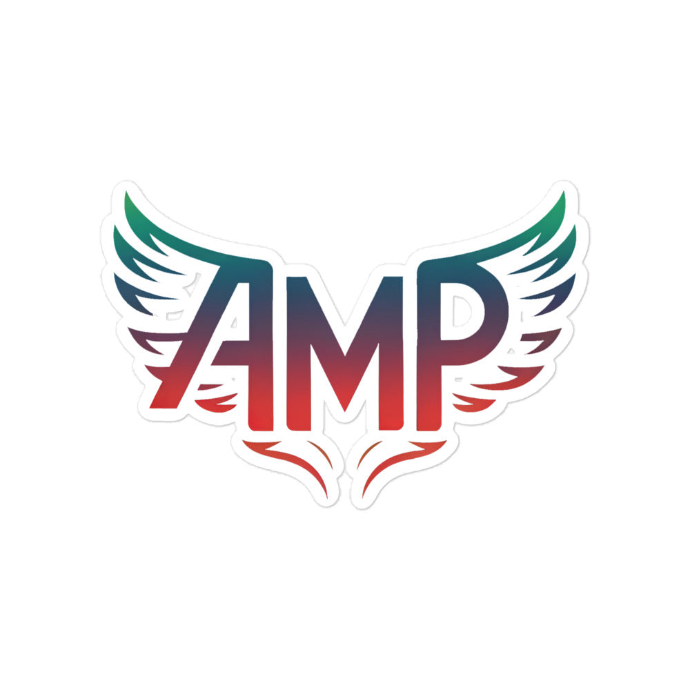 Amp Wings sticker featuring colorful gradient and wing design for personalization