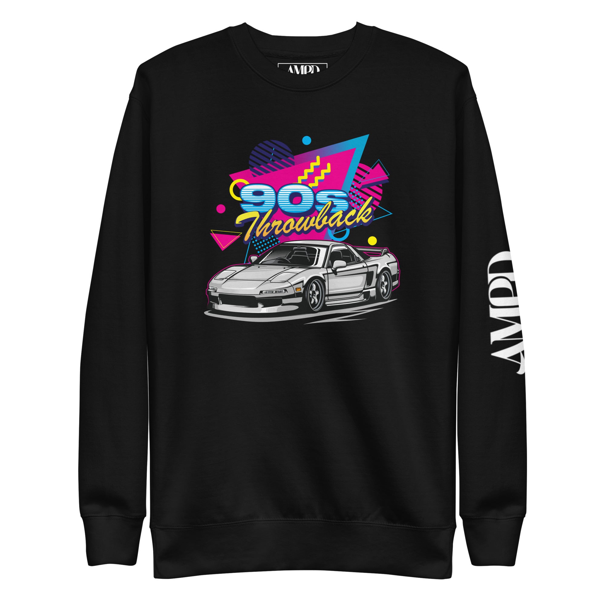 90s Throwback Honda Acura NSX NA1 Graphic Sweatshirt | AMPD featuring vibrant retro design on a black background