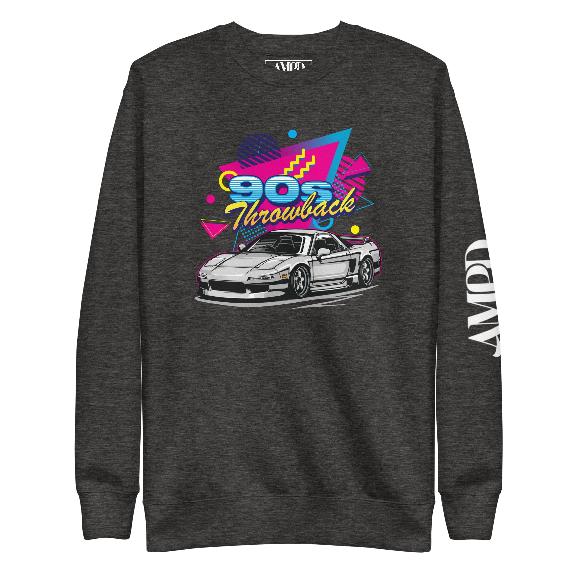 90s Throwback Honda Acura NSX NA1 Graphic Sweatshirt | AMPD featuring vibrant retro design and car illustration