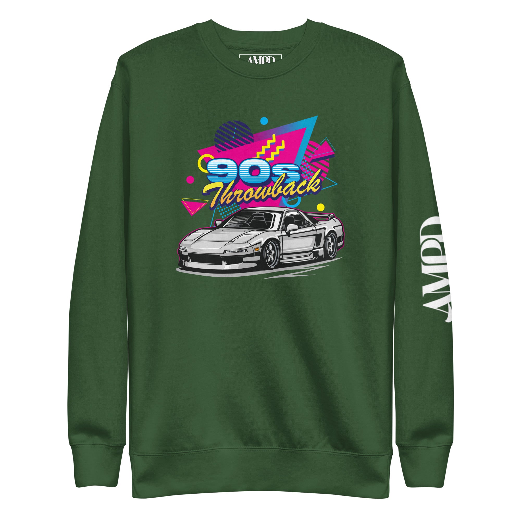 90s Throwback Honda Acura NSX NA1 Graphic Sweatshirt | AMPD in green with colorful retro design