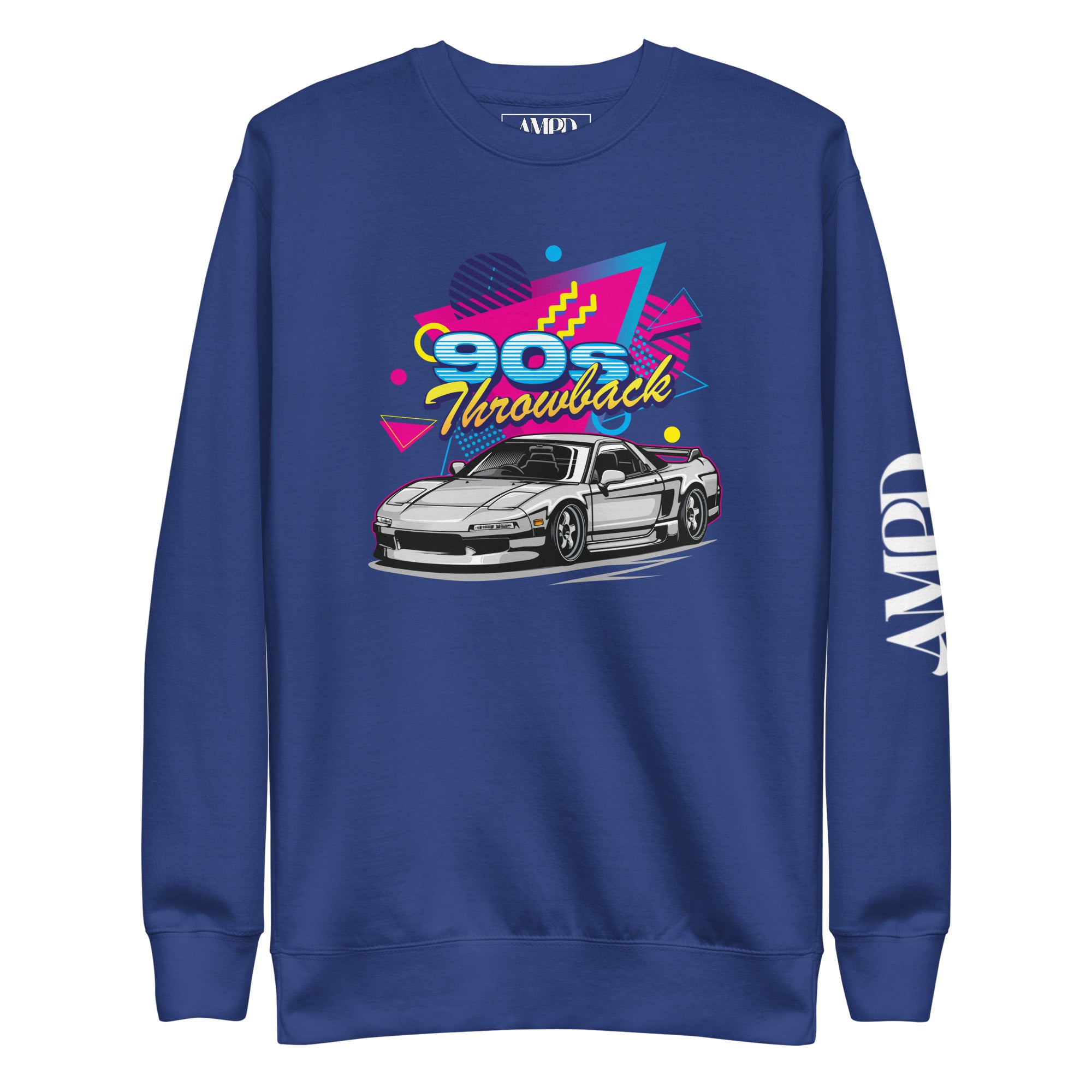 90s Throwback Honda Acura NSX NA1 Graphic Sweatshirt | AMPD in navy blue with retro design