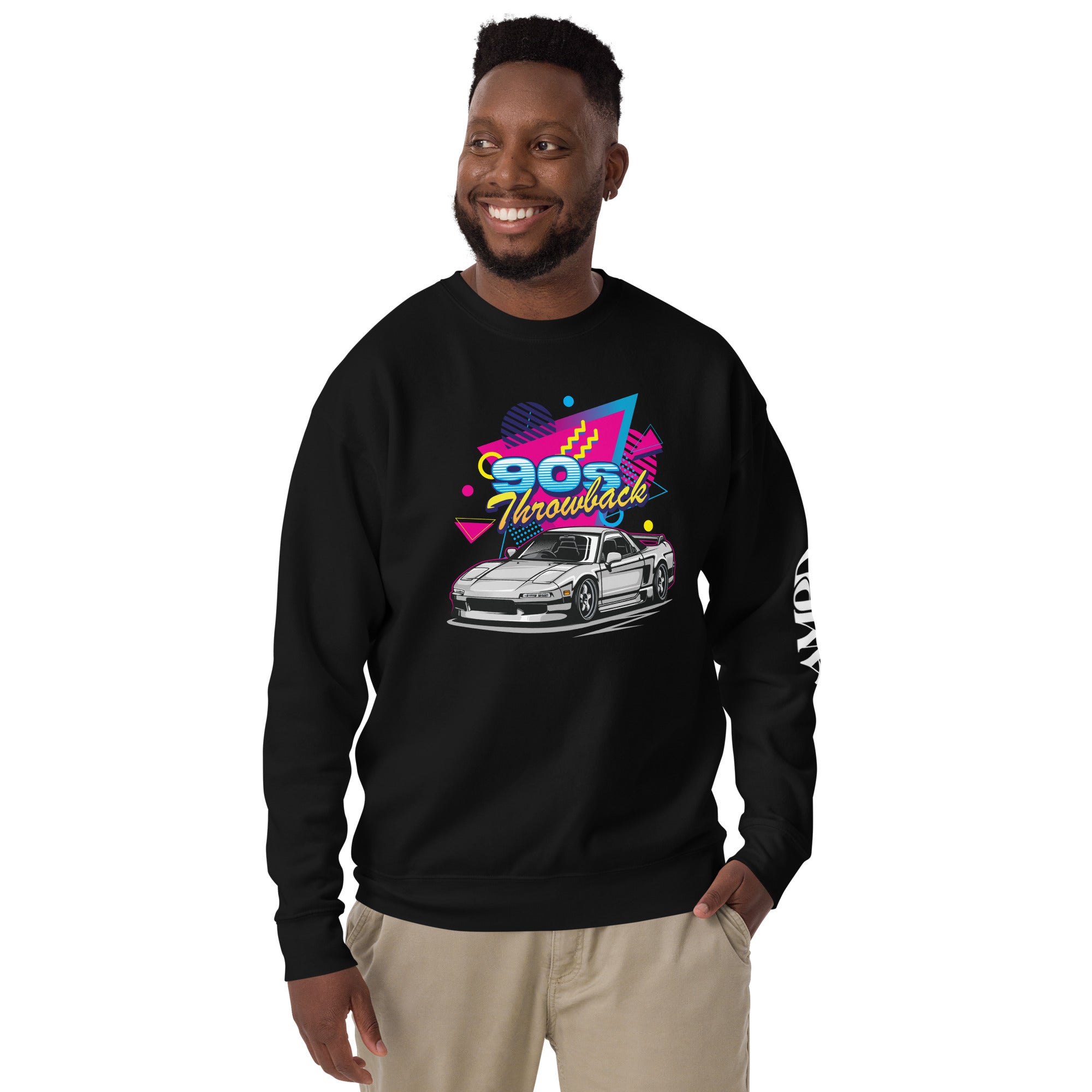 90s Throwback Honda Acura NSX NA1 Graphic Sweatshirt | AMPD in black with colorful retro design