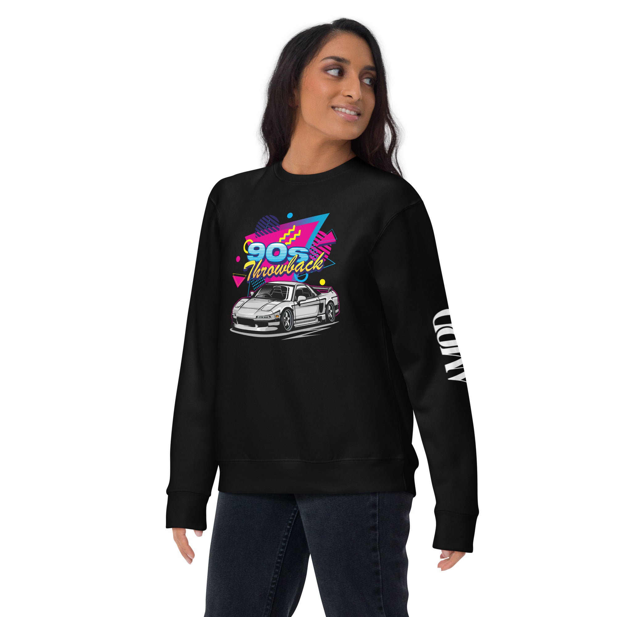 90s Throwback Honda Acura NSX NA1 Graphic Sweatshirt | AMPD featuring a vibrant retro design on a black background