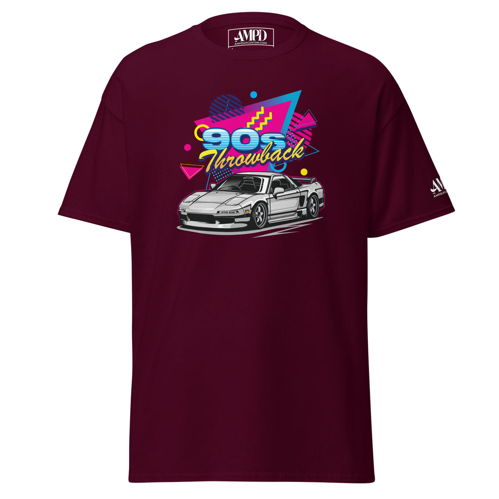 90s Throwback Honda Acura NSX NA1 Graphic T-Shirt by Amp'd Up Custom in burgundy color