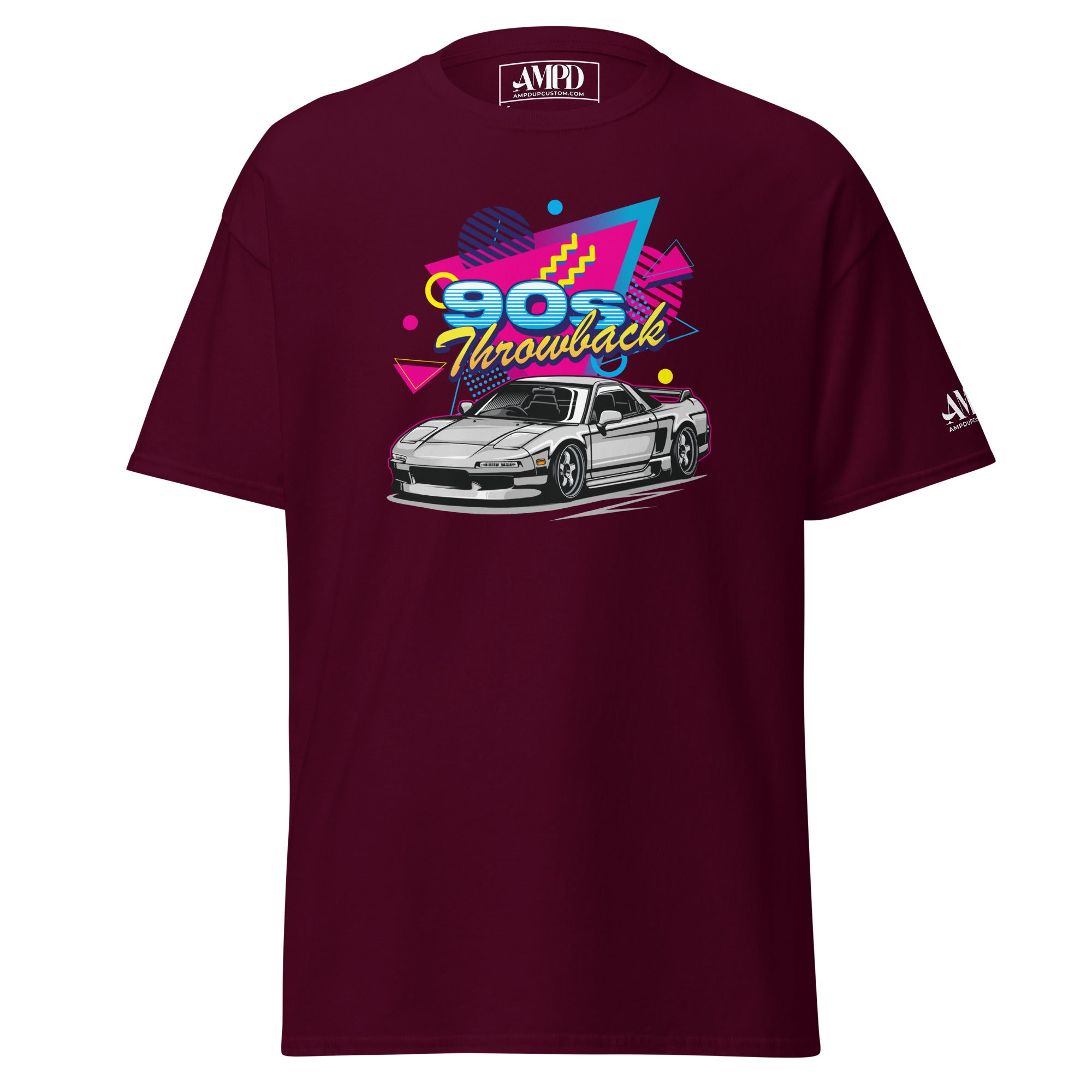 90s Throwback Honda Acura NSX NA1 Graphic T-Shirt by Amp'd Up Custom in burgundy color
