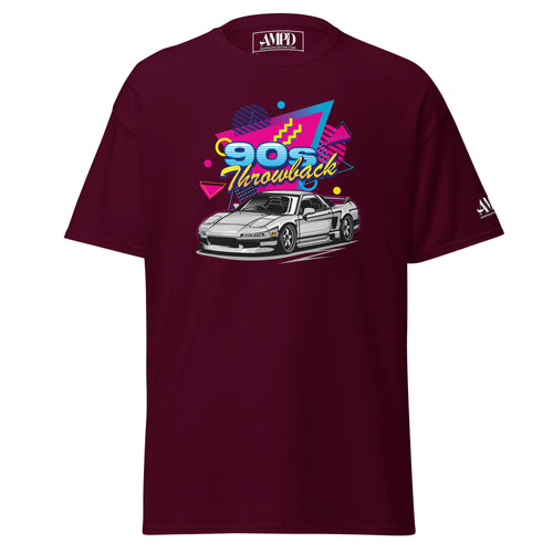 90s Throwback Honda Acura NSX NA1 Graphic T-Shirt by Amp'd Up Custom in burgundy color