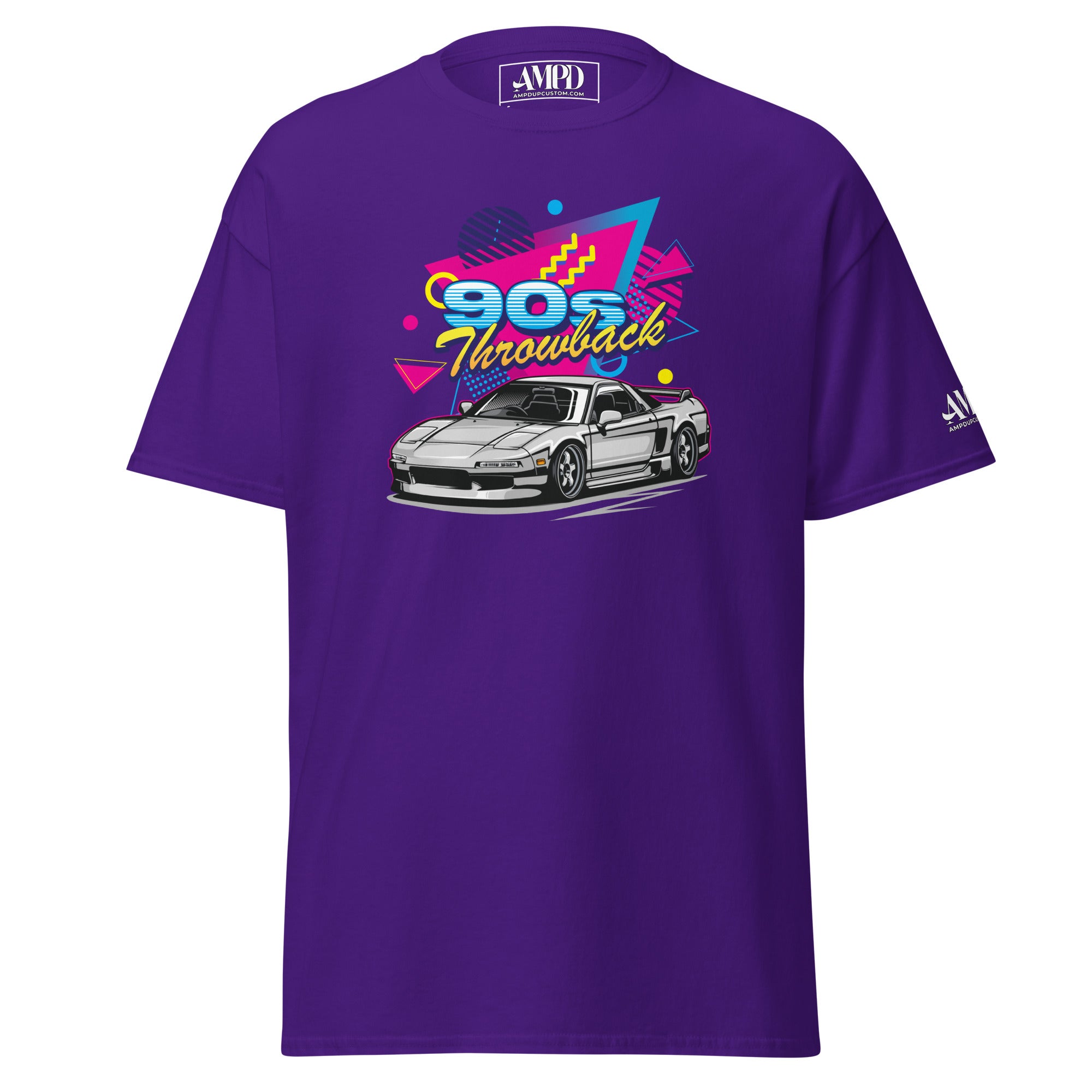 90s Throwback Honda Acura NSX NA1 Graphic T-Shirt | AMPD in purple with vibrant retro design