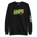 Black AMPD Apparel Company Sweatshirt with colorful graphic logo on the front and sleeve