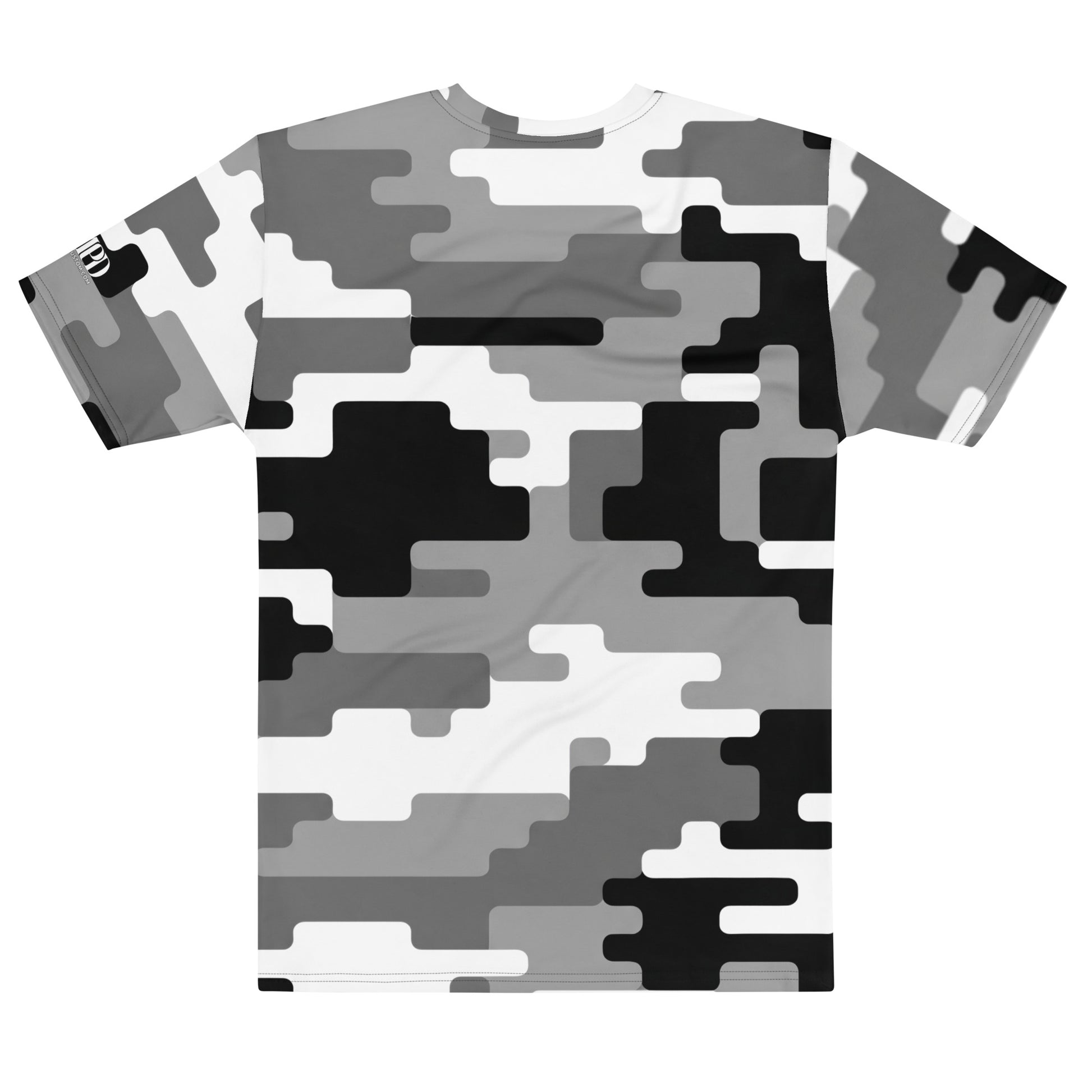 AMPD Cotton Crew Neck Tee Digital Black and Gray Camo, Casual Mens Short Sleeve T-Shirt with a modern camouflage design
