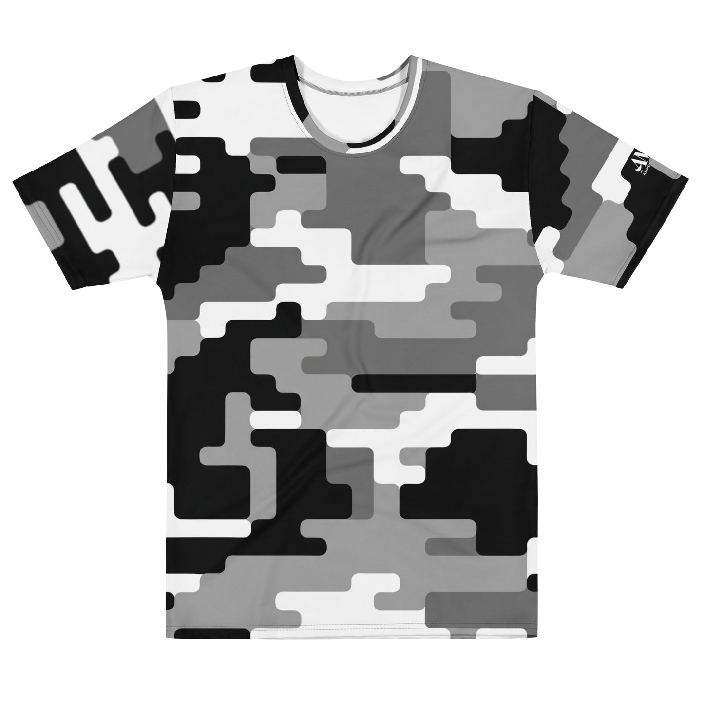 AMPD Cotton Crew Neck Tee Digital Black and Gray Camo, Casual Mens Short Sleeve T-Shirt with stylish design