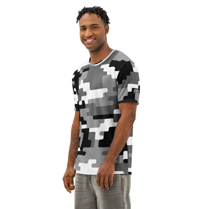 AMPD Cotton Crew Neck Tee Digital Black and Gray Camo, Casual Mens Short Sleeve T-Shirt in stylish design