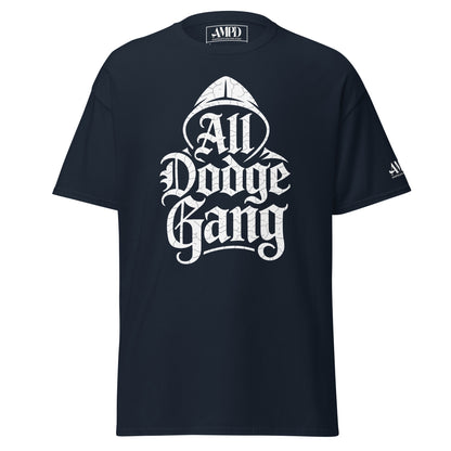 Amp'd Up Custom Dodge Gang Graphic T-Shirt in navy, perfect for car enthusiast streetwear
