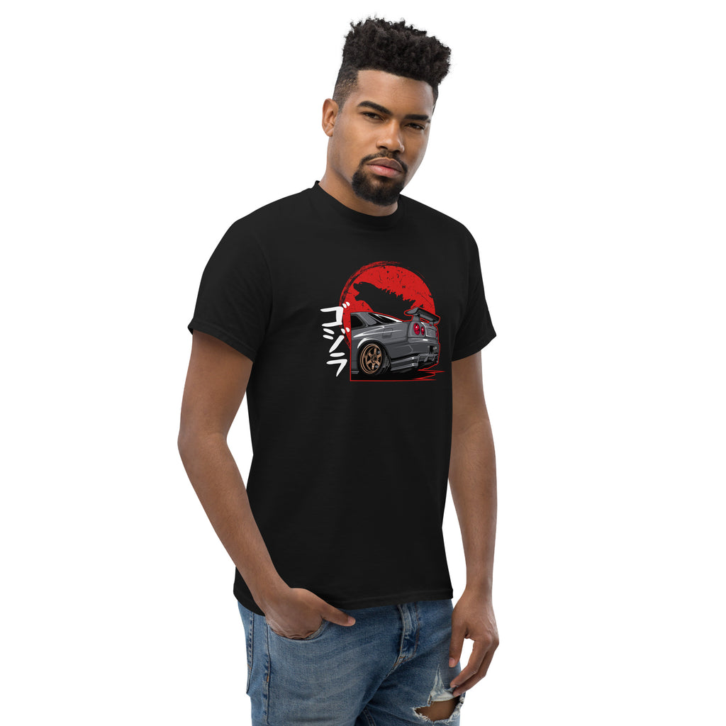 Godzilla R34 Skyline GT-R T-Shirt | AMPD featuring a stylish design and bold graphic on a black background