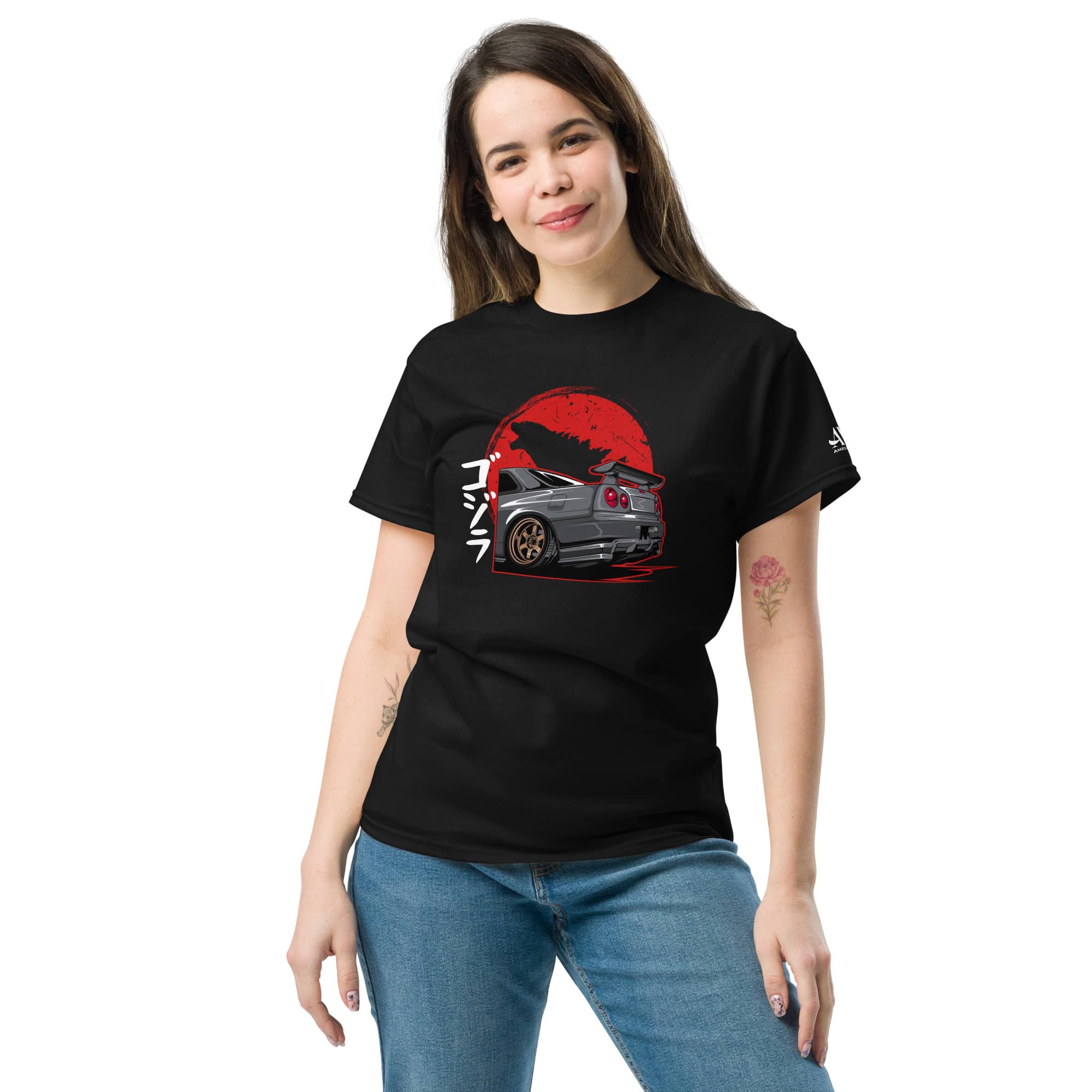Godzilla R34 Skyline GT-R T-Shirt with unique graphic design by Amp'd Up Custom