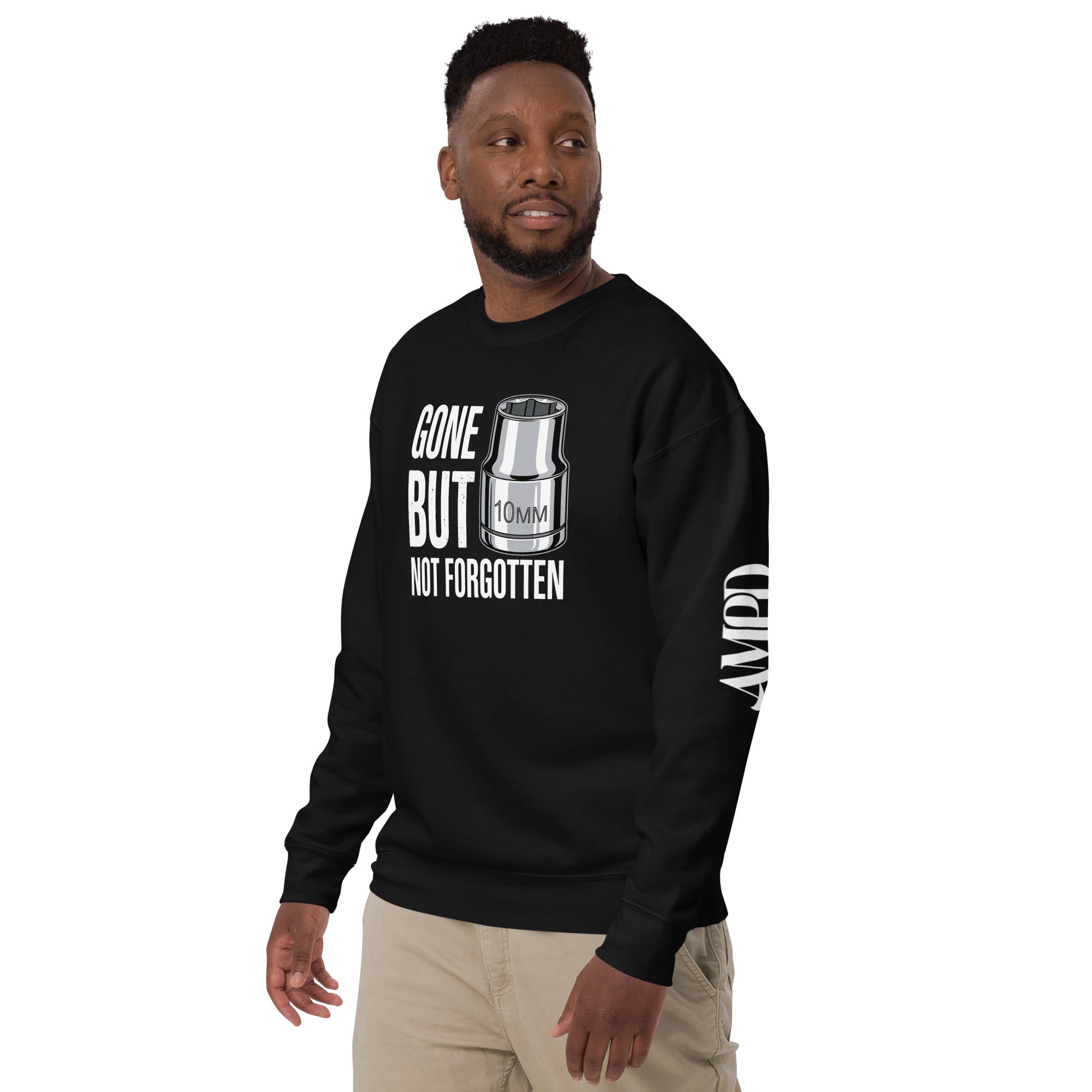 Amp'd Up Custom Gone But Not Forgotten 10mm Sweatshirt in Black with Stylish Graphics