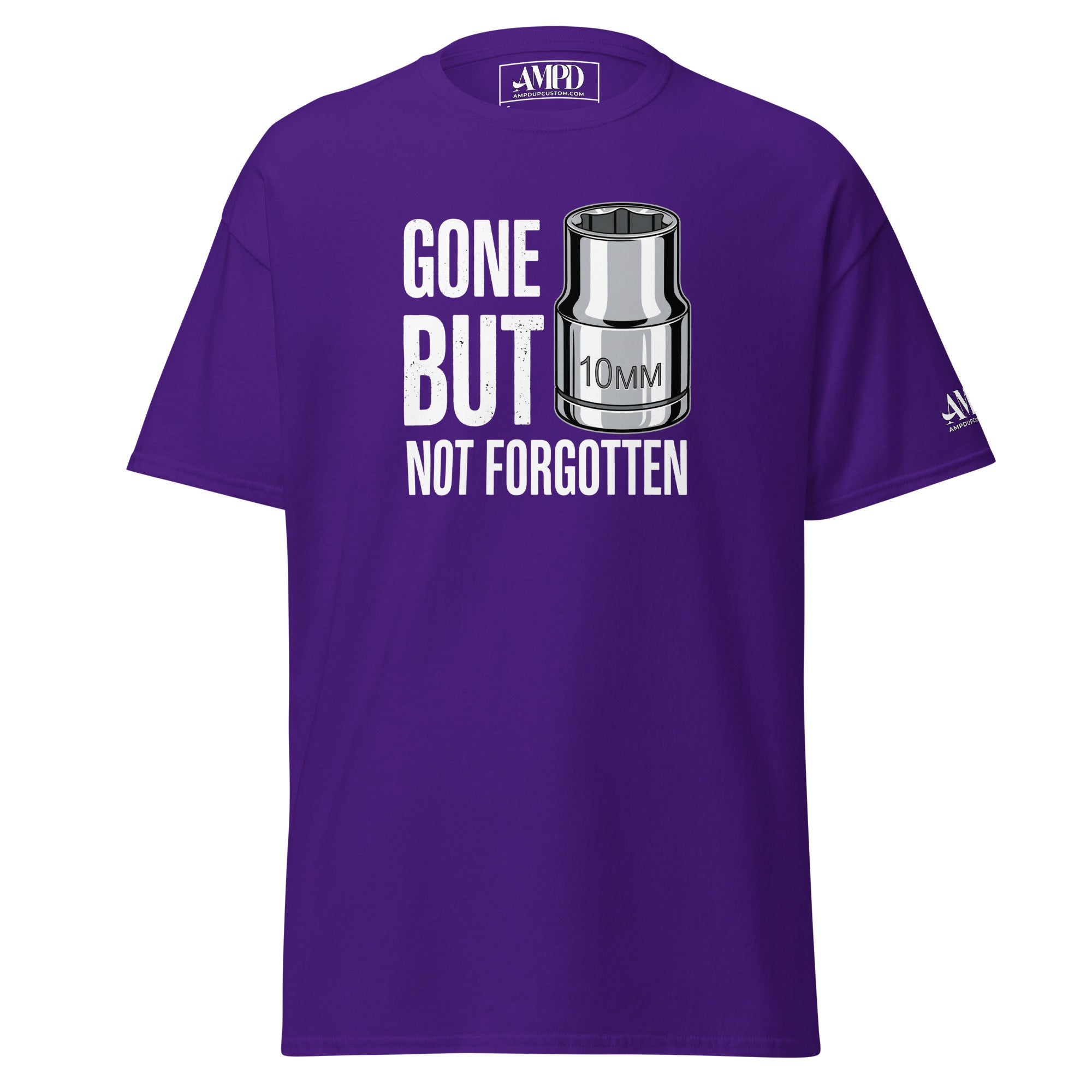Purple Amp'd Up Custom Gone But Not Forgotten 10mm T-Shirt with socket graphic