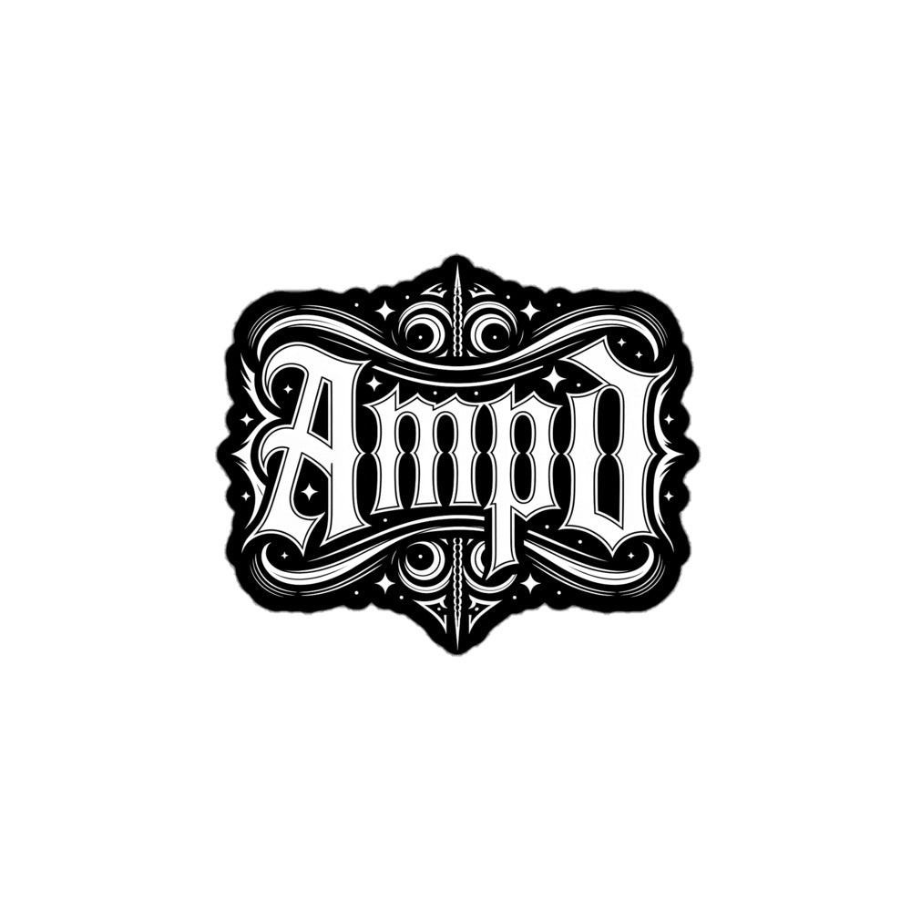 AMPD Gothic Typography Sticker Featuring Intricate Design and Bold Typography