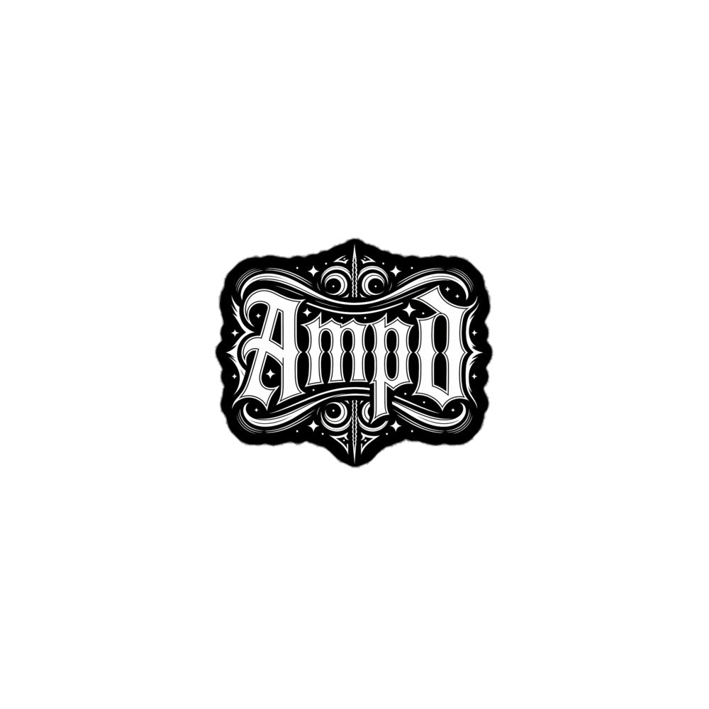 AMPD Gothic Typography Sticker featuring intricate black and white designs for custom art lovers