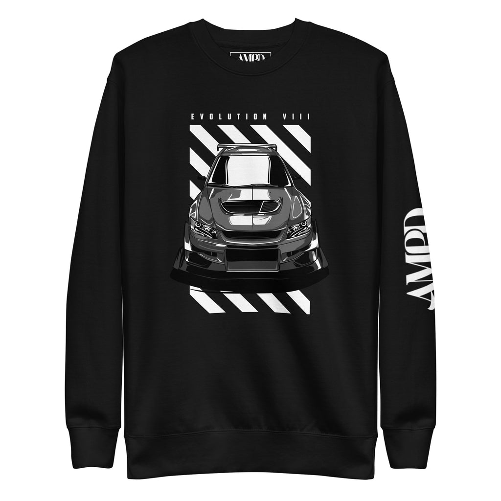 Mitsubishi Evolution VIII 8 Sweatshirt | AMPD with bold graphic design and car illustration