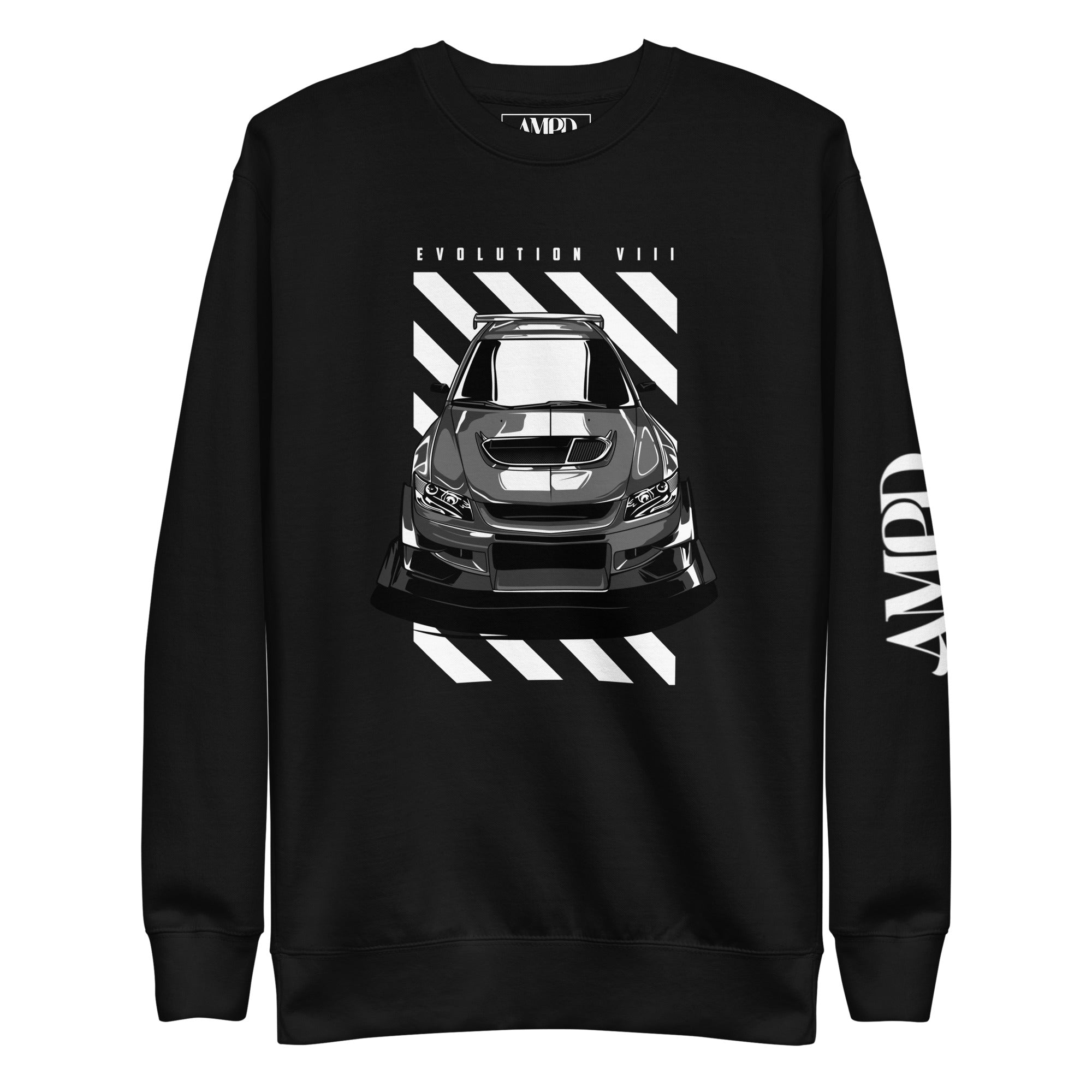 Mitsubishi Evolution VIII 8 Sweatshirt | AMPD with bold graphic design and car illustration