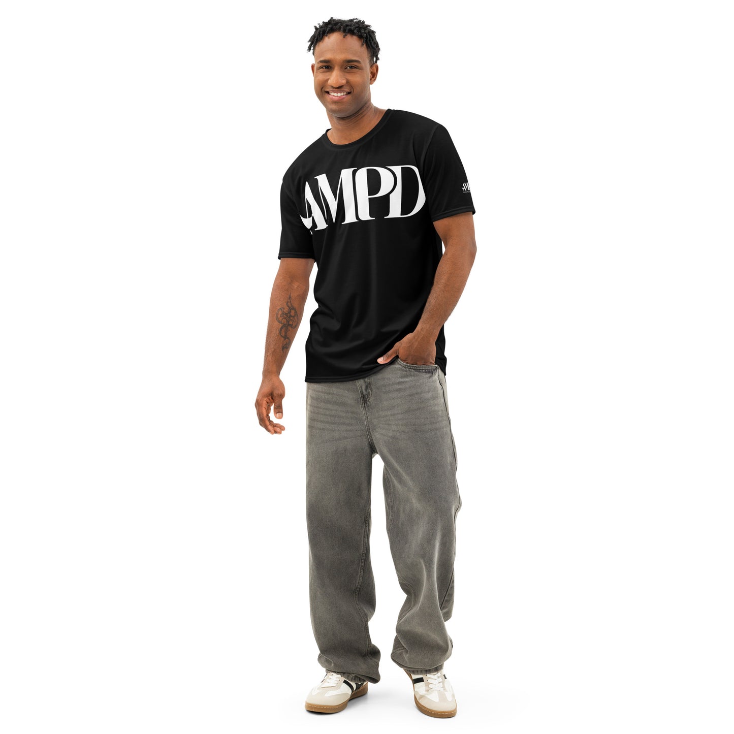 AMPD Official Big Graphic Premium Mens Cotton Crew Neck T-Shirt Soft, Breathable and Durable in black