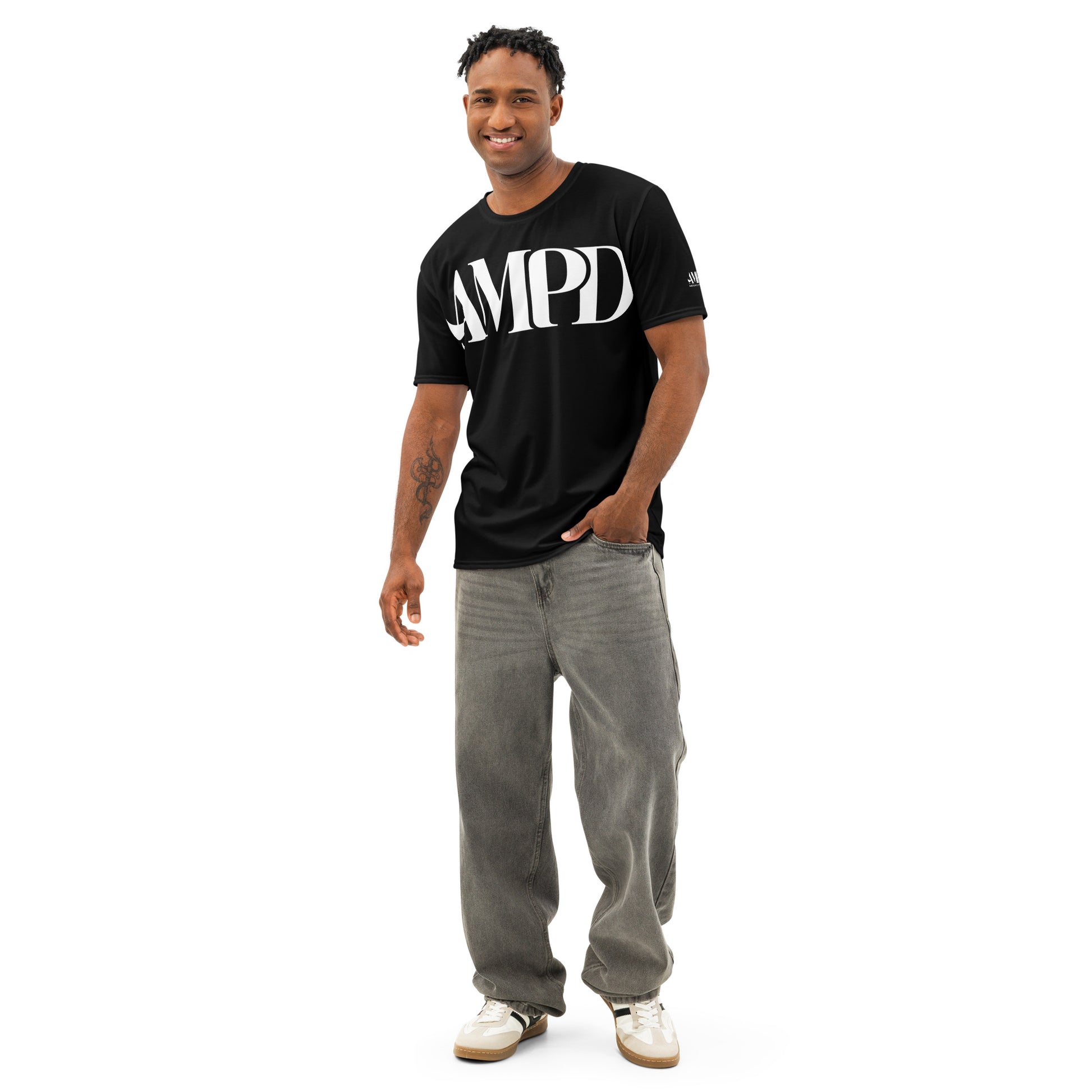 AMPD Official Big Graphic Premium Mens Cotton Crew Neck T-Shirt Soft, Breathable and Durable in black