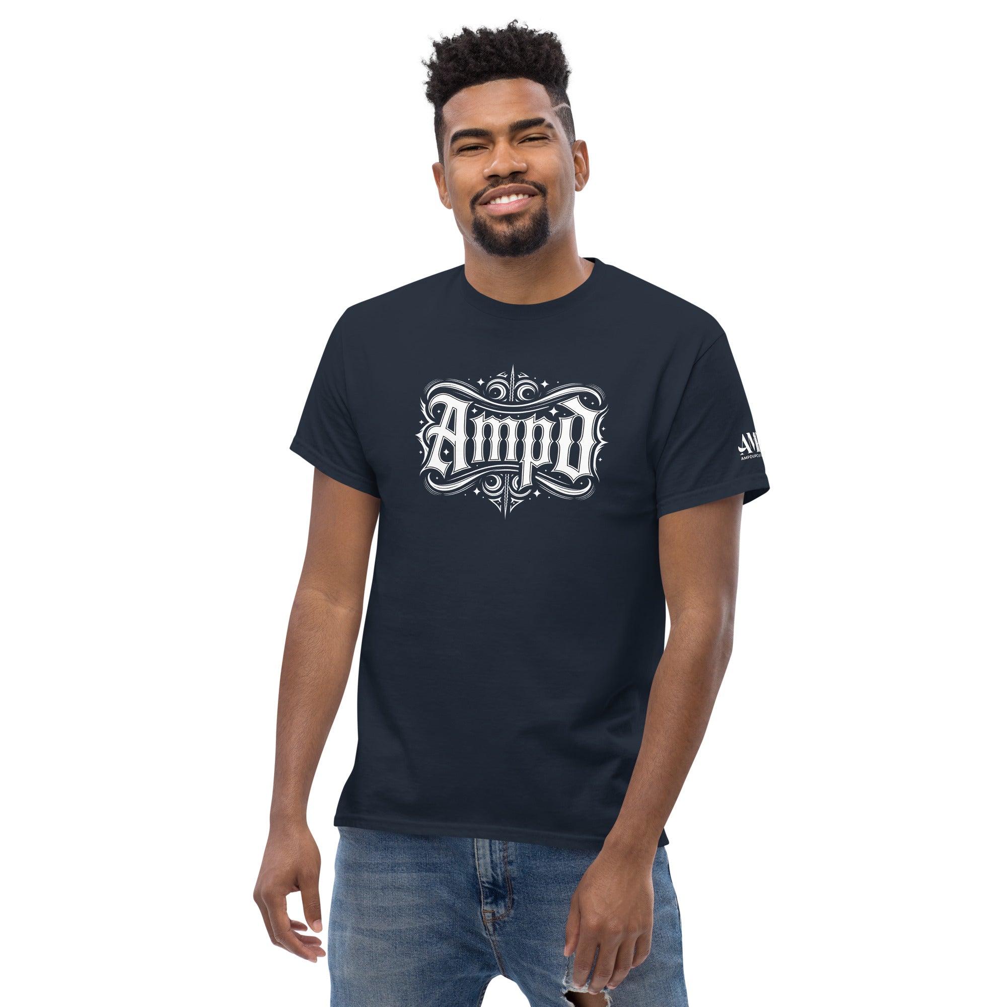 AMPD Official Gothic Typography T-Shirt in Black for stylish everyday wear